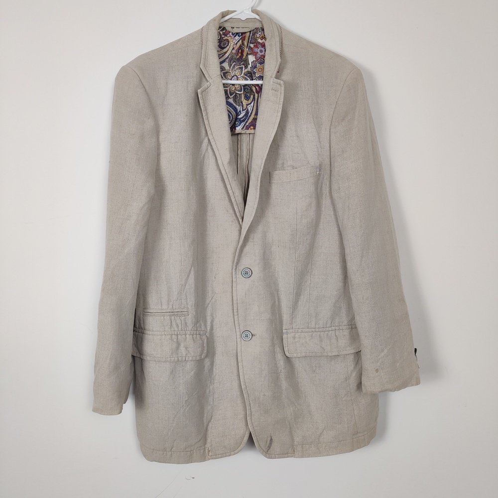 Attitude Men's Linen Blazer Size 44 Tall/Long Old Money Quiet Luxury Business